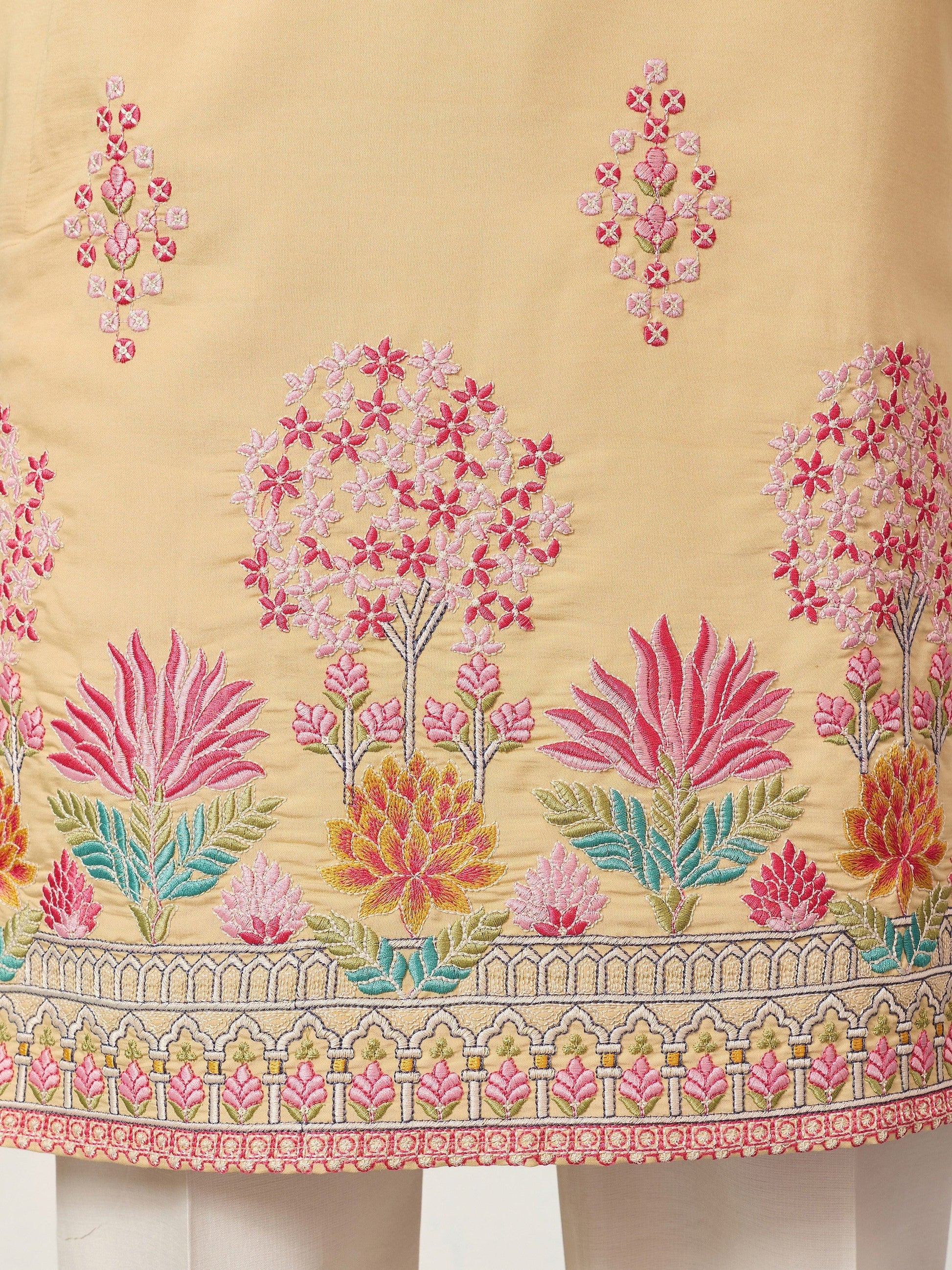 Dazzling Yellow Sequins Viscose Silk Haldi Wear Men's Kurta