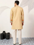 Dazzling Yellow Sequins Viscose Silk Haldi Wear Men's Kurta