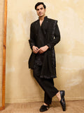 Superb Black Sequins Viscose Silk Party Wear Men's Kurta With Dupatta