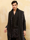 Superb Black Sequins Viscose Silk Party Wear Men's Kurta With Dupatta