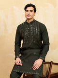 Fantabulous Black Thread Work Viscose Silk Eid Special Men's Kurta