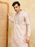 Grand Beige Mirror Work Viscose Silk Event Wear Men's Kurta