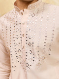 Grand Beige Mirror Work Viscose Silk Event Wear Men's Kurta