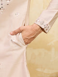 Grand Beige Mirror Work Viscose Silk Event Wear Men's Kurta