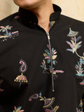 Incredible Black Multi Thread Work Viscose Silk Eid Special Men's Kurta