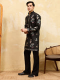 Incredible Black Multi Thread Work Viscose Silk Eid Special Men's Kurta