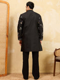 Incredible Black Multi Thread Work Viscose Silk Eid Special Men's Kurta