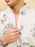 Heavenly White Sequins Viscose Silk Traditional Men's Kurta