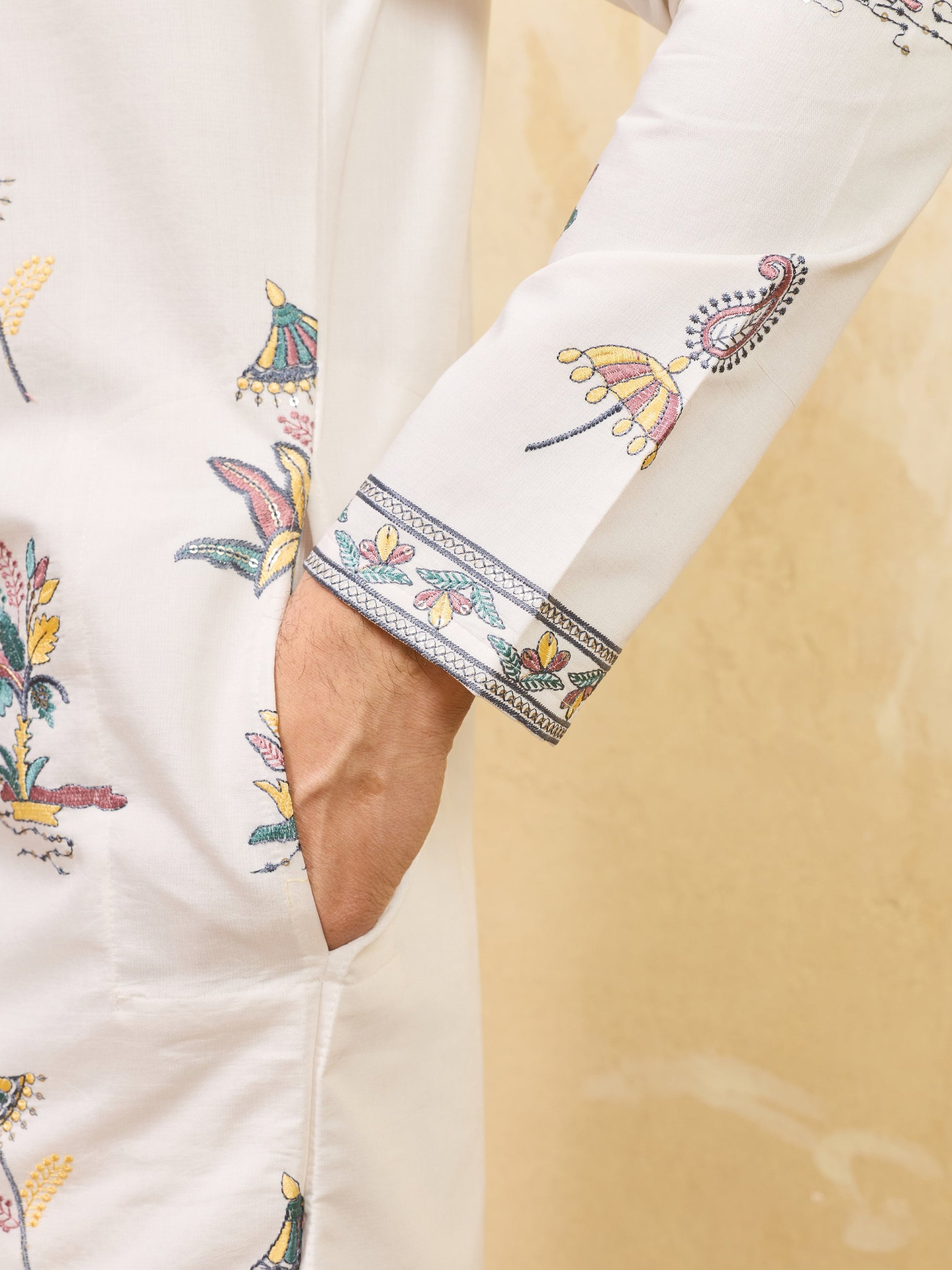 Heavenly White Sequins Viscose Silk Traditional Men's Kurta