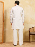 Heavenly White Sequins Viscose Silk Traditional Men's Kurta