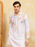 Incredible White Thread Embroidered Silk Festival Wear Men's Kurta