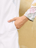 Incredible White Thread Embroidered Silk Festival Wear Men's Kurta