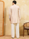 Gorgeous Beige Thread Embroidered Silk Wedding Wear Men's Kurta