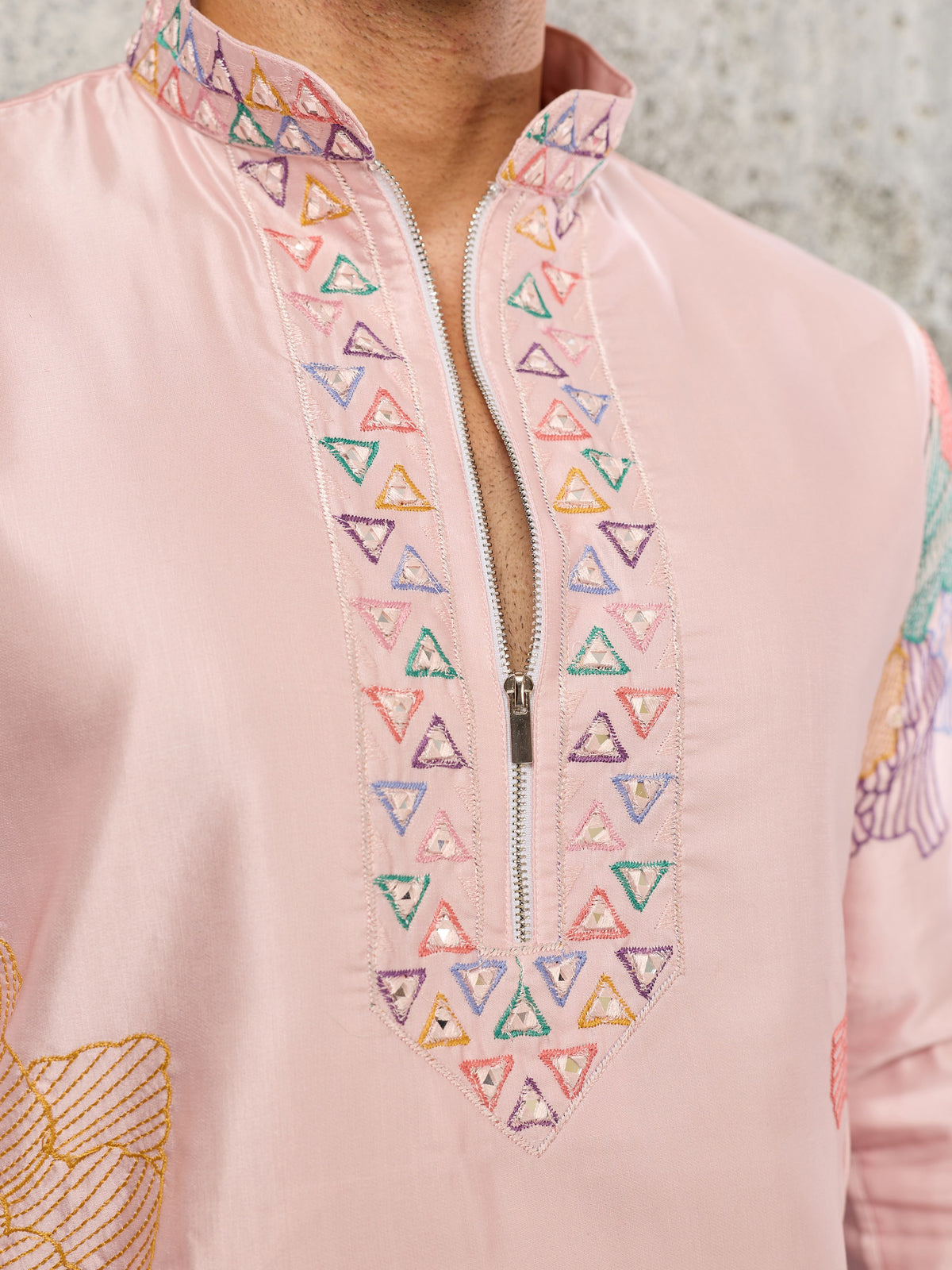 Fabulous Pink Embroidered Silk Wedding Wear Men’s Kurta Set