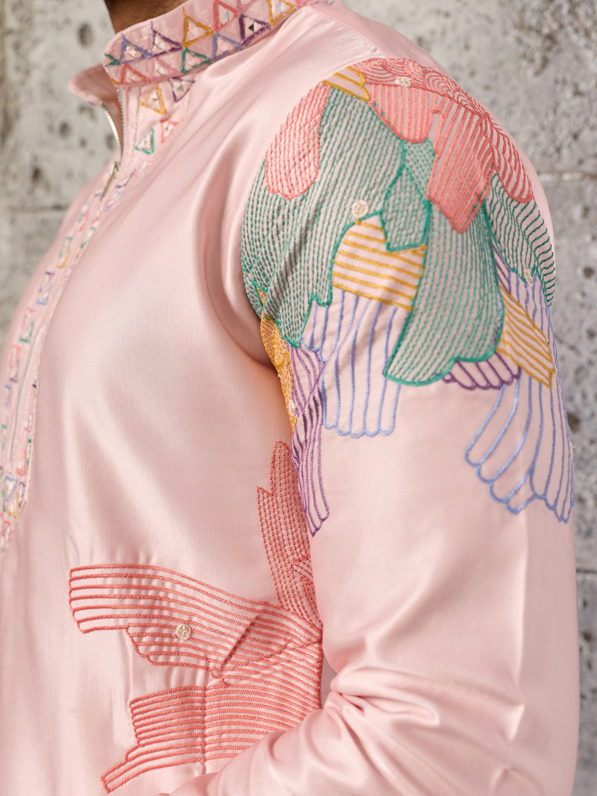 Fabulous Pink Embroidered Silk Wedding Wear Men’s Kurta Set