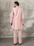 Fabulous Pink Embroidered Silk Wedding Wear Men’s Kurta Set