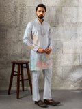 Beautiful Sky Blue Embroidered Silk Function Wear Men’s Kurta Set