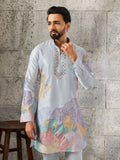 Beautiful Sky Blue Embroidered Silk Function Wear Men’s Kurta Set