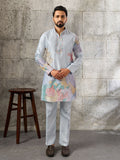 Beautiful Sky Blue Embroidered Silk Function Wear Men’s Kurta Set