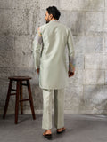 Fashionable Pista Green Embroidered Silk Festive Wear Men’s Kurta Set