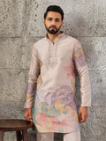 Classy Peach Sequins Work Silk Event Wear Men’s Kurta Set