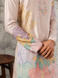 Classy Peach Sequins Work Silk Event Wear Men’s Kurta Set