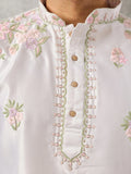 Premium White Embroidered Silk Wedding Wear Men’s Kurta Set