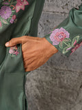 Royal Green Sequins Work Silk Wedding Wear Men’s Kurta Set