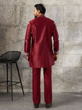 Dashing Maroon Embroidered Silk Function Wear Men’s Kurta Set