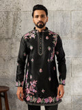 Lovely Black Sequins Work Silk Event Wear Men’s Kurta Set