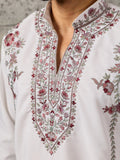 Regal White Embroidered Silk Wedding Wear Men’s Kurta Set