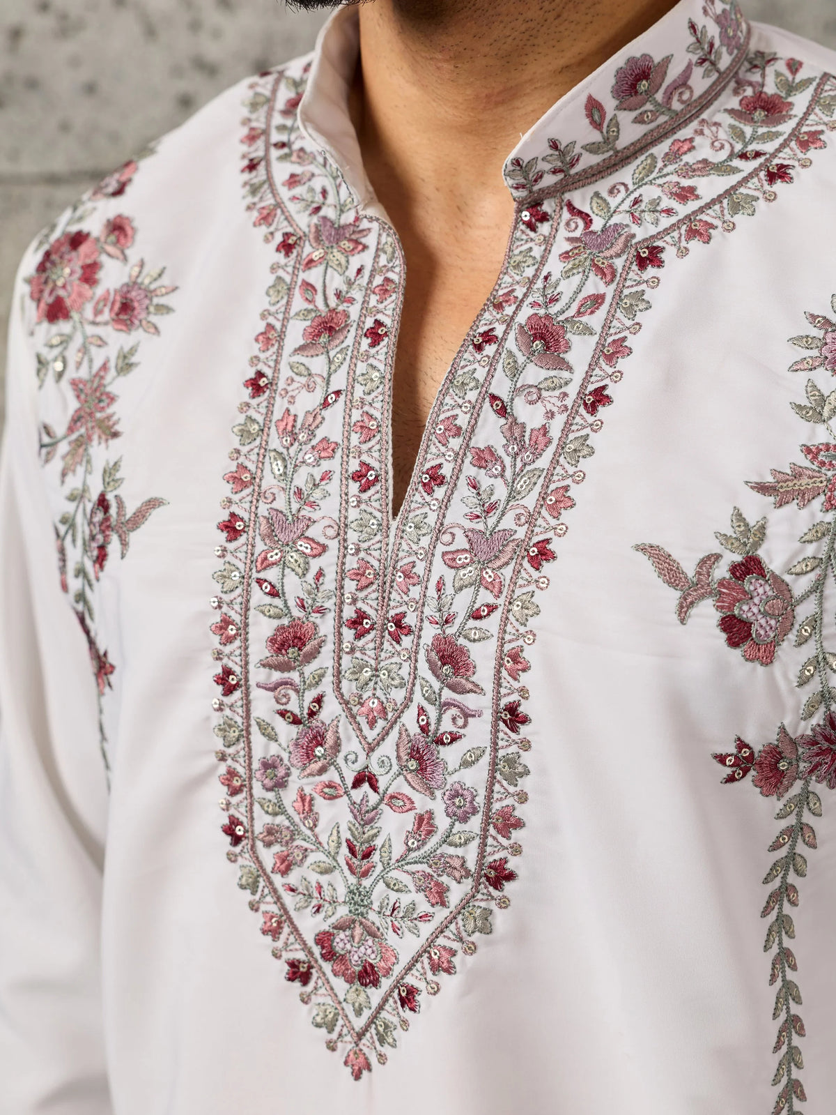 Regal White Embroidered Silk Wedding Wear Men’s Kurta Set