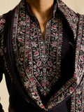 Elegant Wine Embroidered Silk Function Wear Men’s Kurta Set
