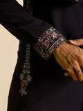 Elegant Wine Embroidered Silk Function Wear Men’s Kurta Set