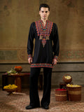 Trendy Black Embroidered Rayon Festive Wear Men’s Kurta