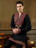 Trendy Black Embroidered Rayon Festive Wear Men’s Kurta