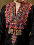 Trendy Black Embroidered Rayon Festive Wear Men’s Kurta