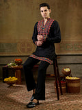 Trendy Black Embroidered Rayon Festive Wear Men’s Kurta