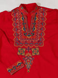 Attractive Red Embroidered Rayon Navratri Wear Men’s Kurta