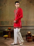 Attractive Red Embroidered Rayon Navratri Wear Men’s Kurta
