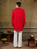 Attractive Red Embroidered Rayon Navratri Wear Men’s Kurta