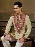 Elegant Cream Sequins Work Rayon Festive Wear Men’s Kurta