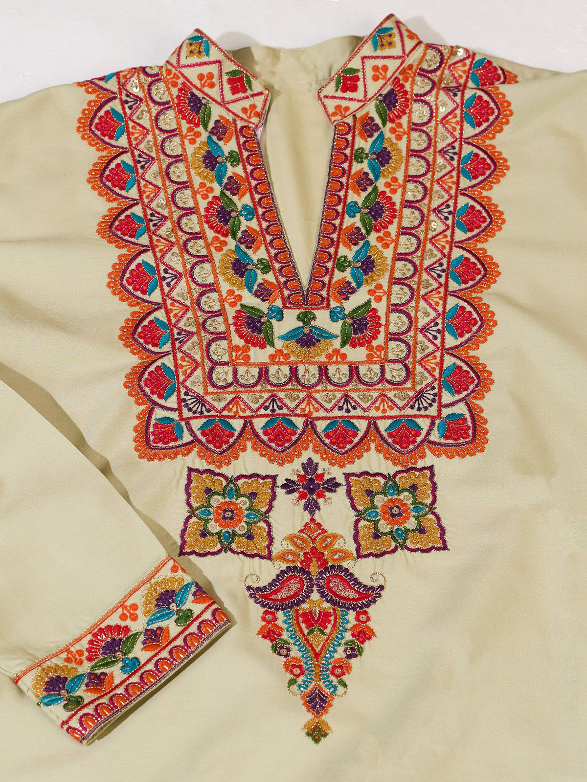 Elegant Cream Sequins Work Rayon Festive Wear Men’s Kurta