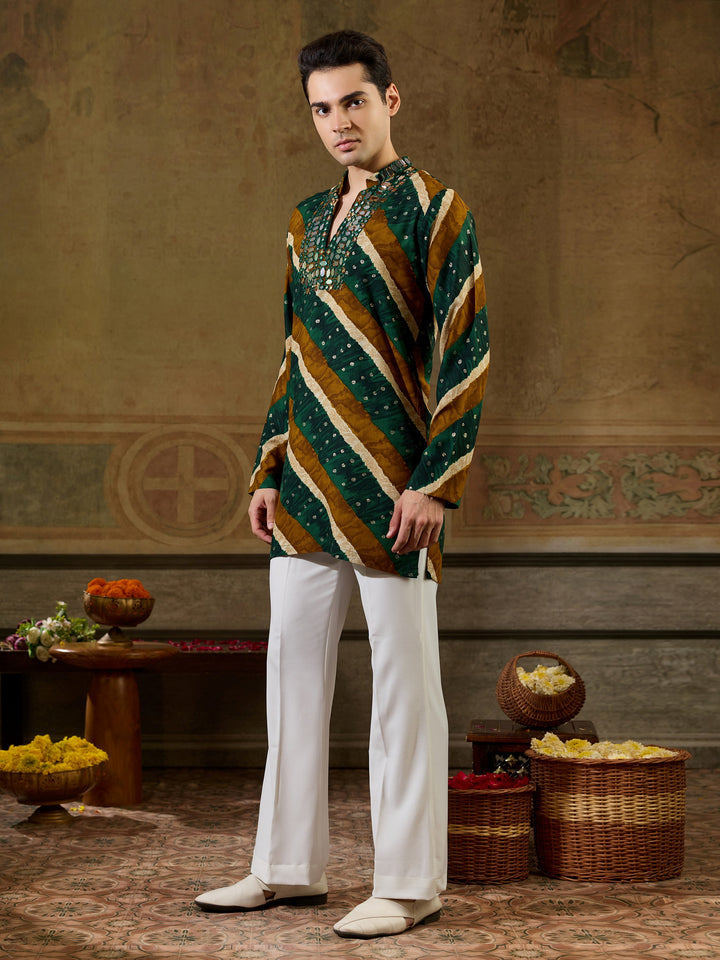 Artistic Green Embroidered Rayon Festive Wear Men’s Kurta