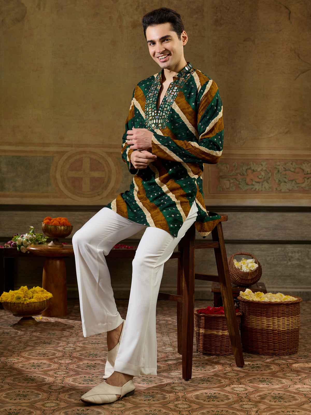 Artistic Green Embroidered Rayon Festive Wear Men’s Kurta