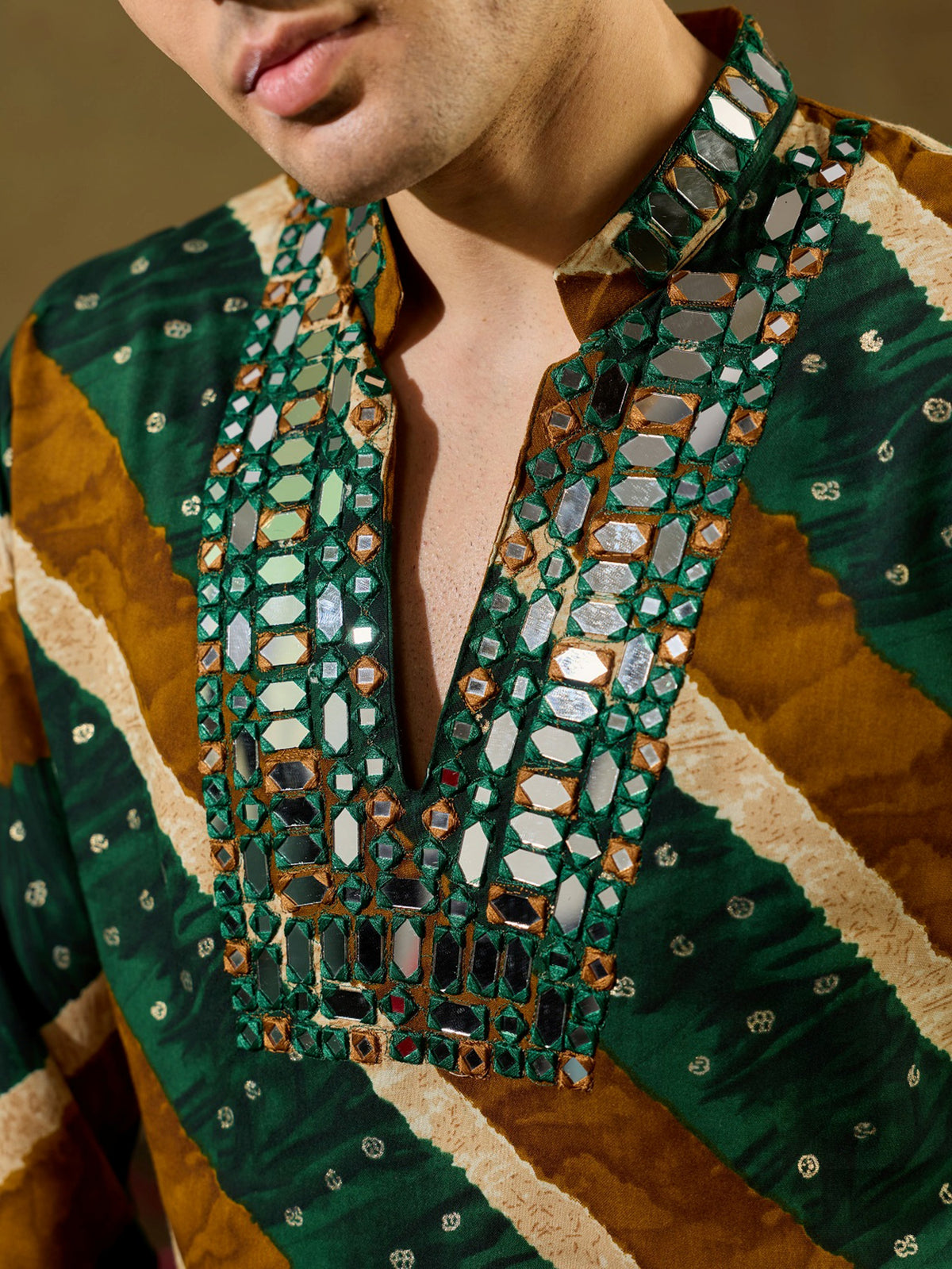 Artistic Green Embroidered Rayon Festive Wear Men’s Kurta