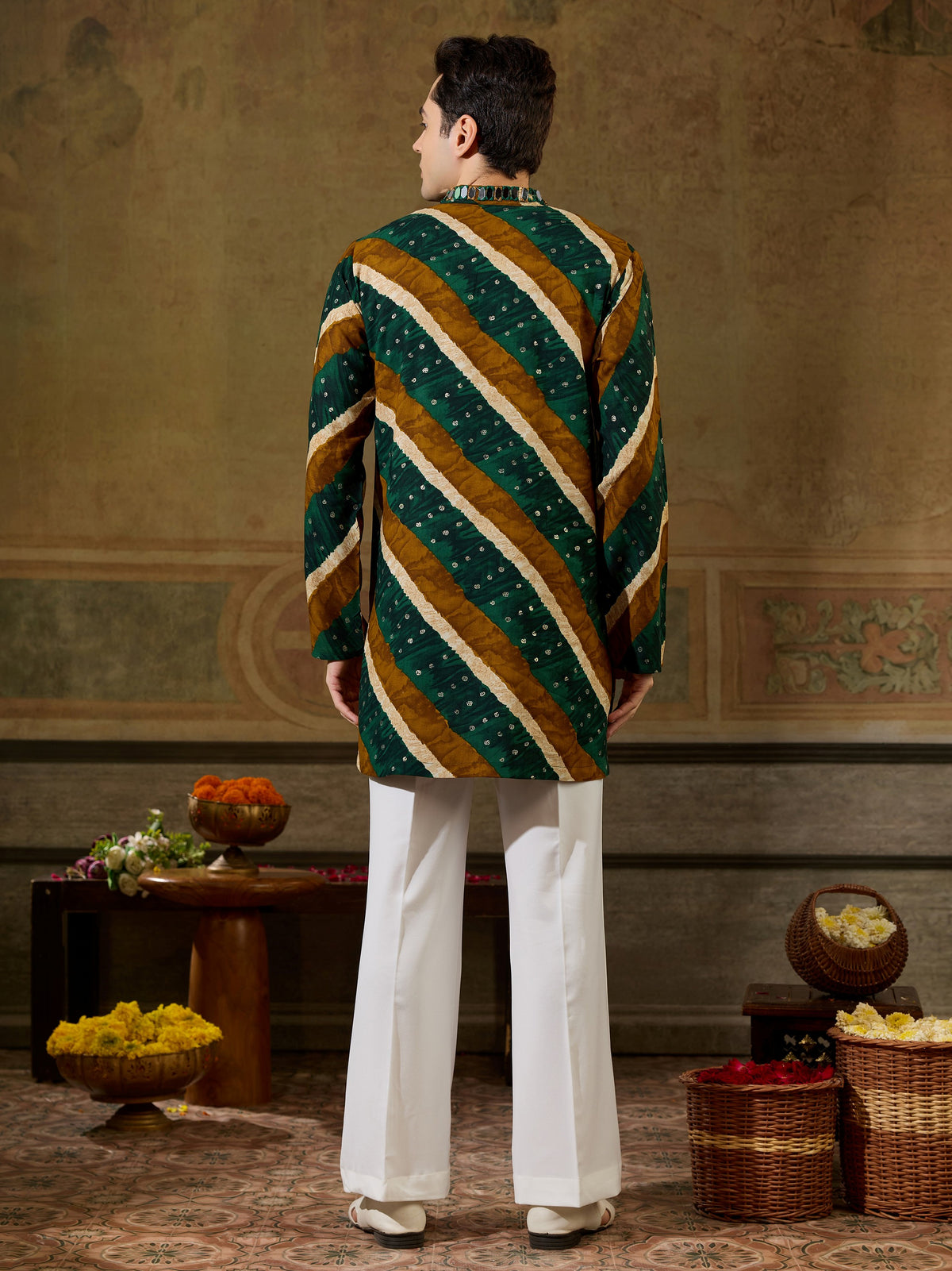 Artistic Green Embroidered Rayon Festive Wear Men’s Kurta