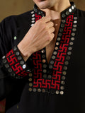 Beautiful Black Embroidered Rayon Navratri Wear Men’s Kurta