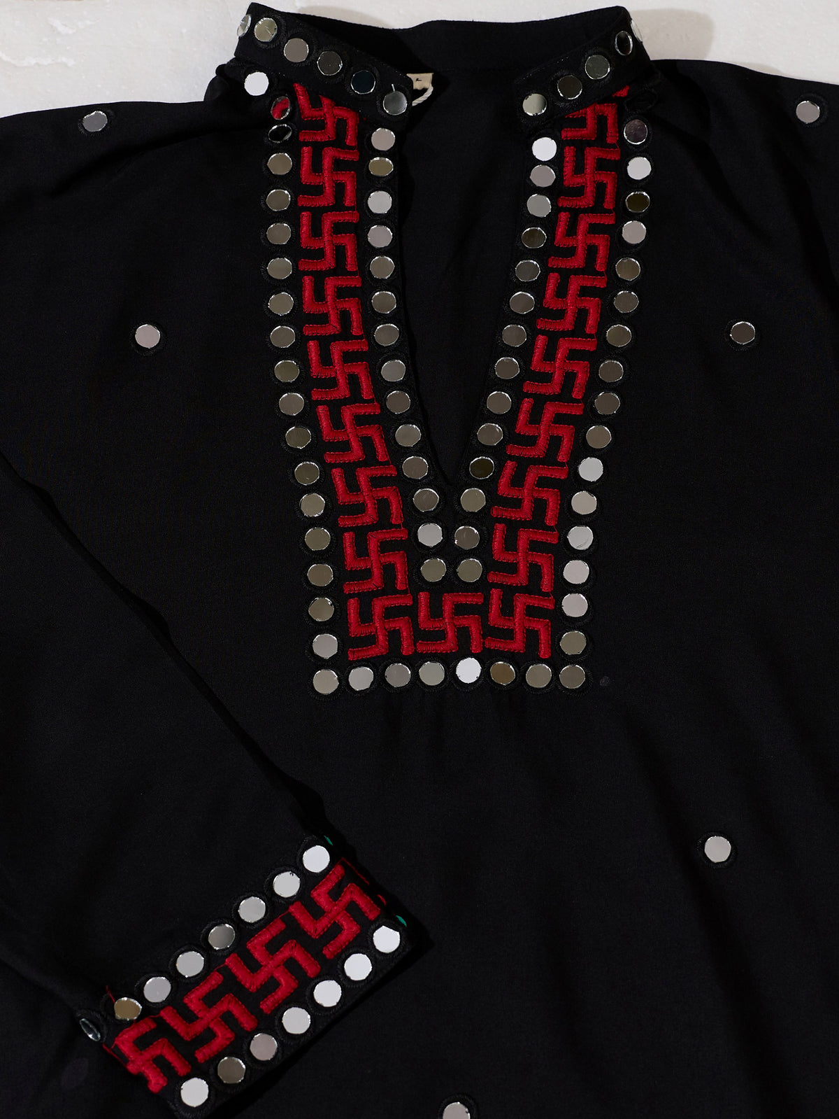 Beautiful Black Embroidered Rayon Navratri Wear Men’s Kurta