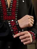Beautiful Black Embroidered Rayon Navratri Wear Men’s Kurta